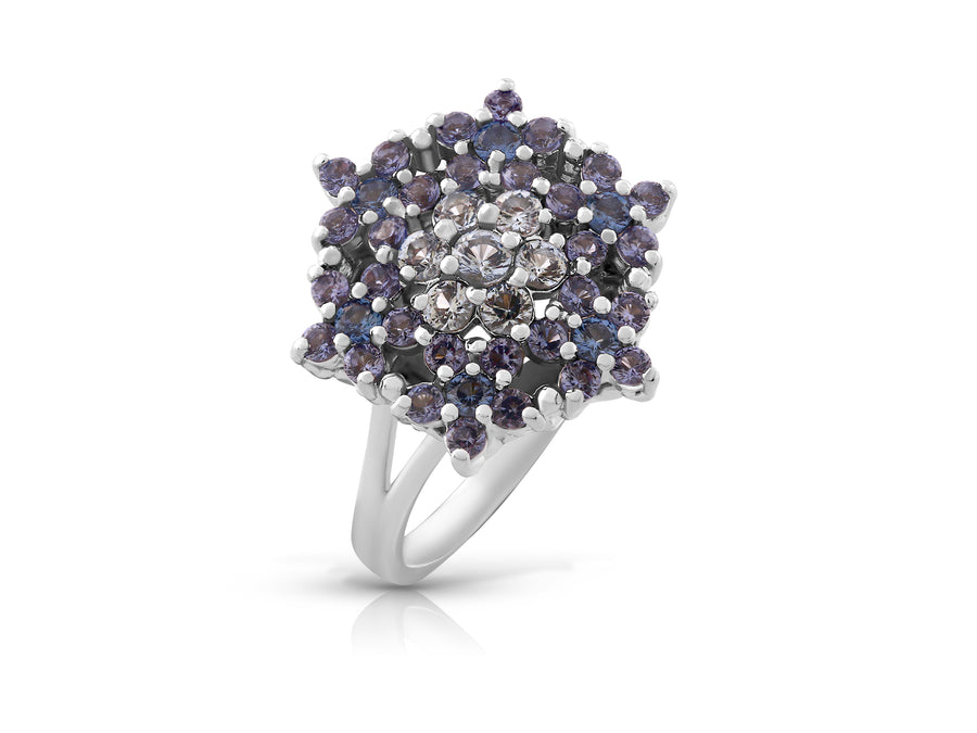 Angel ring studded with blue crystal stones