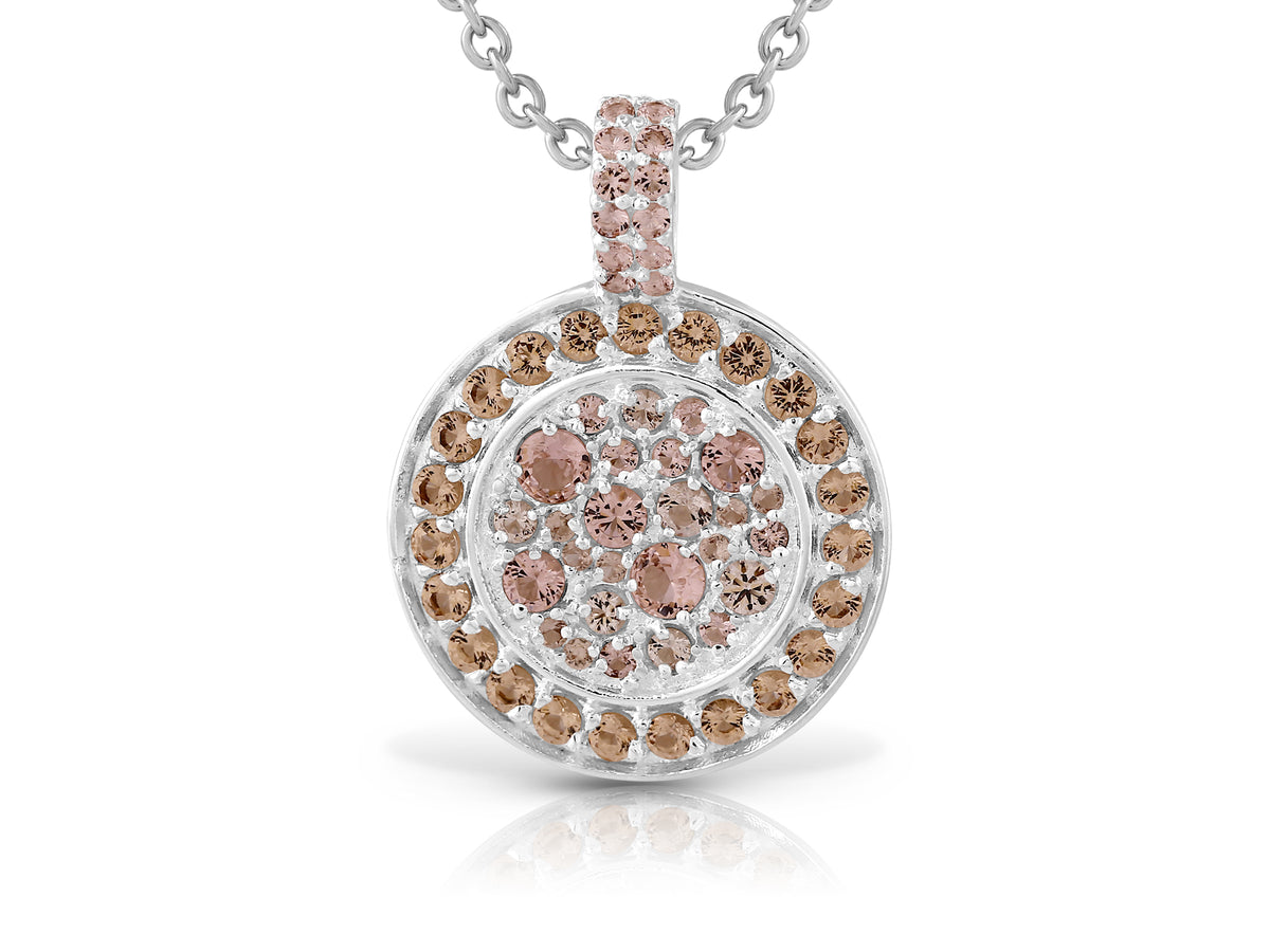 Colorful sequence necklace studded with champagne colored crystal stones