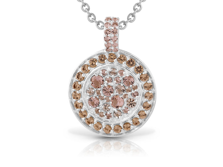 Colorful sequence necklace studded with champagne colored crystal stones