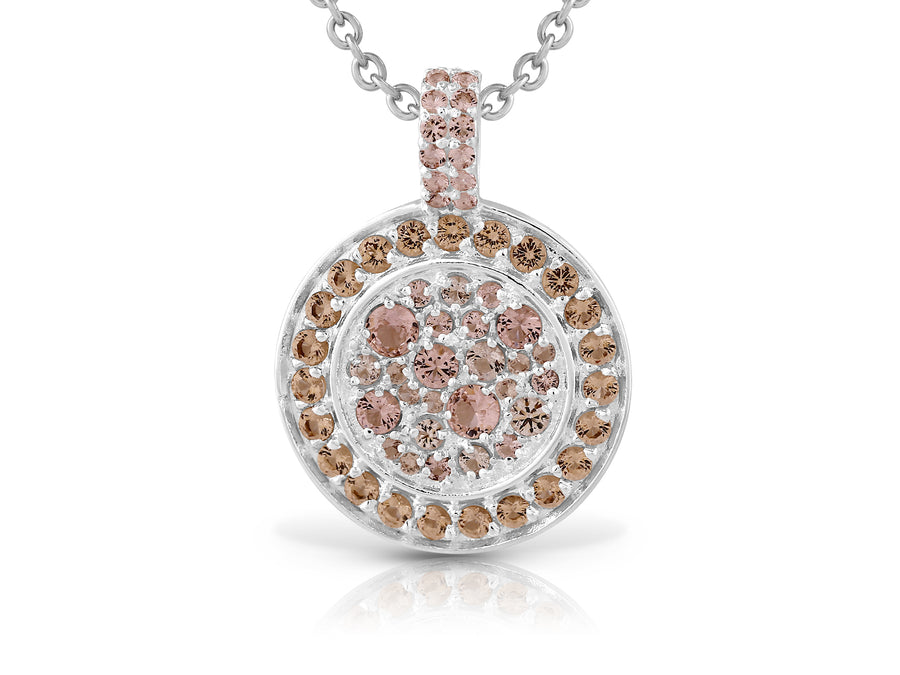 Colorful sequence necklace studded with champagne colored crystal stones