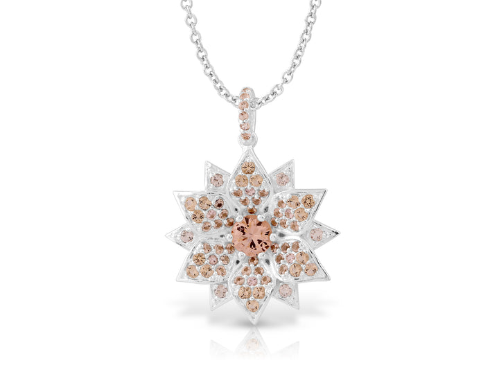 Amaryllis necklace studded with champagne colored crystal stones