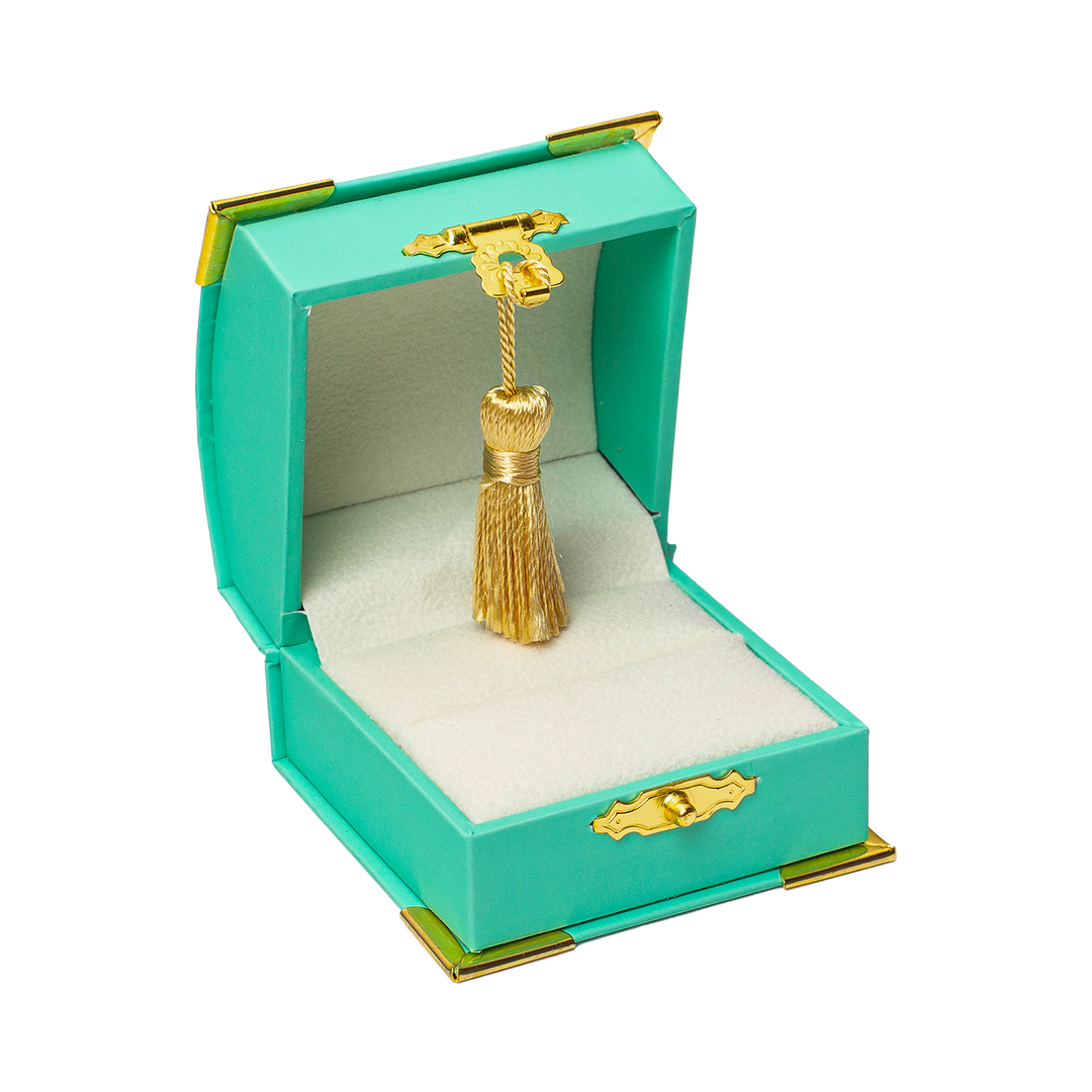 18K gold-plated ring with flowers inlaid with turquoise stones Volver 