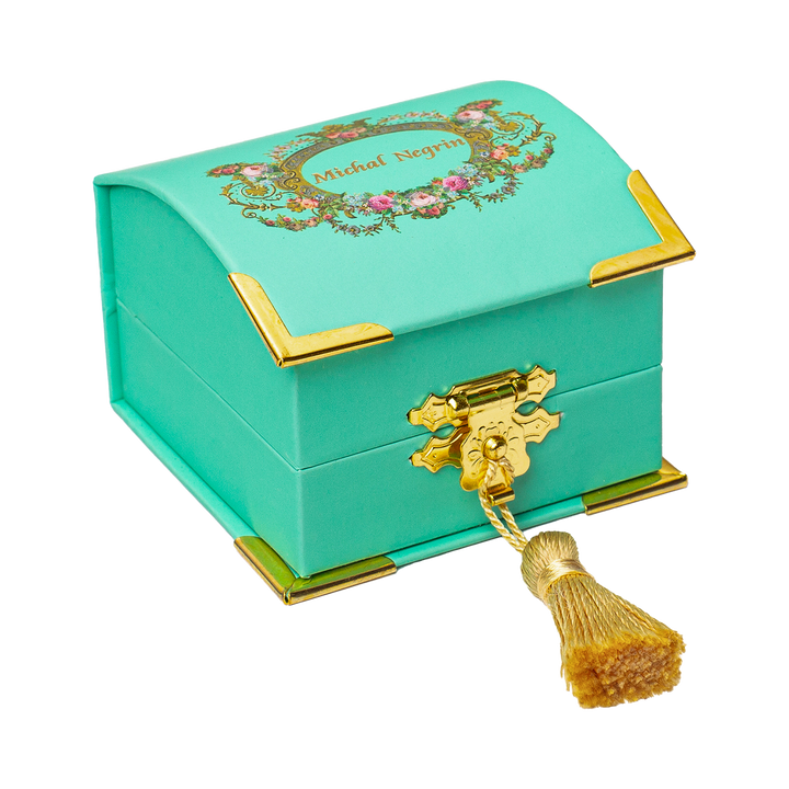 18K gold-plated ring with flowers inlaid with turquoise stones Volver 