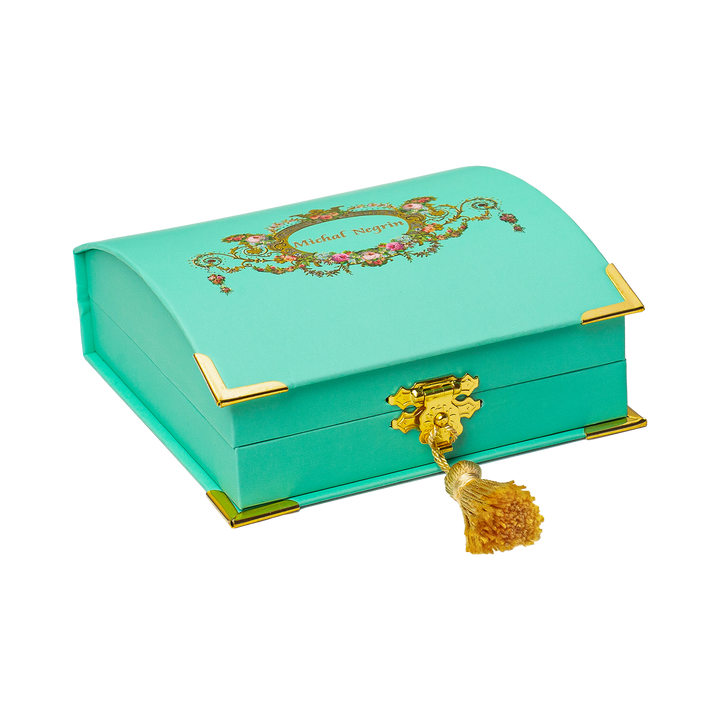 18K\24K gold plated necklace with a blue Mare drop synthetic opal pendant 