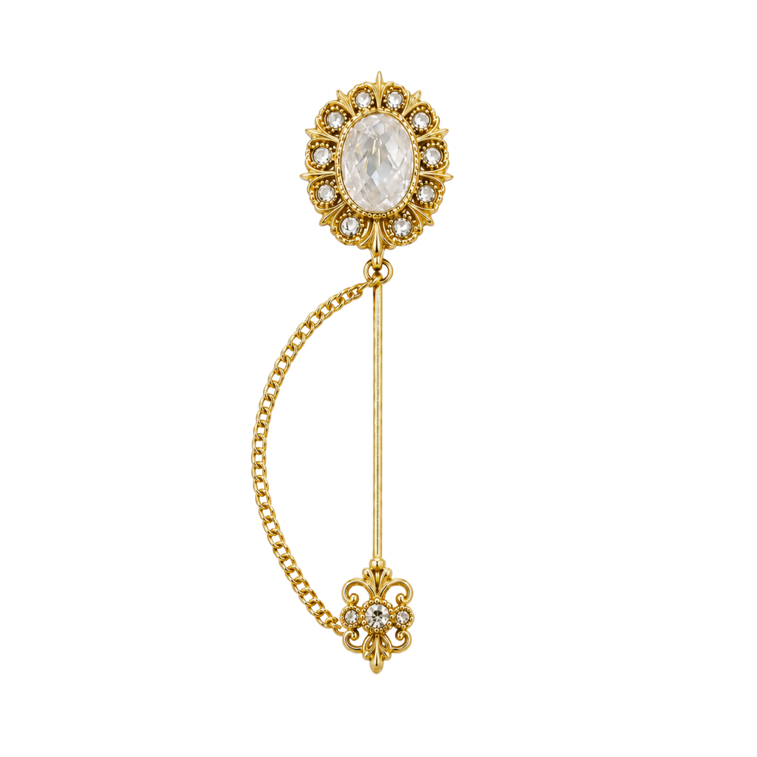 23K Gold Plated Lapel Pin with Clear Zirconia - Heritage