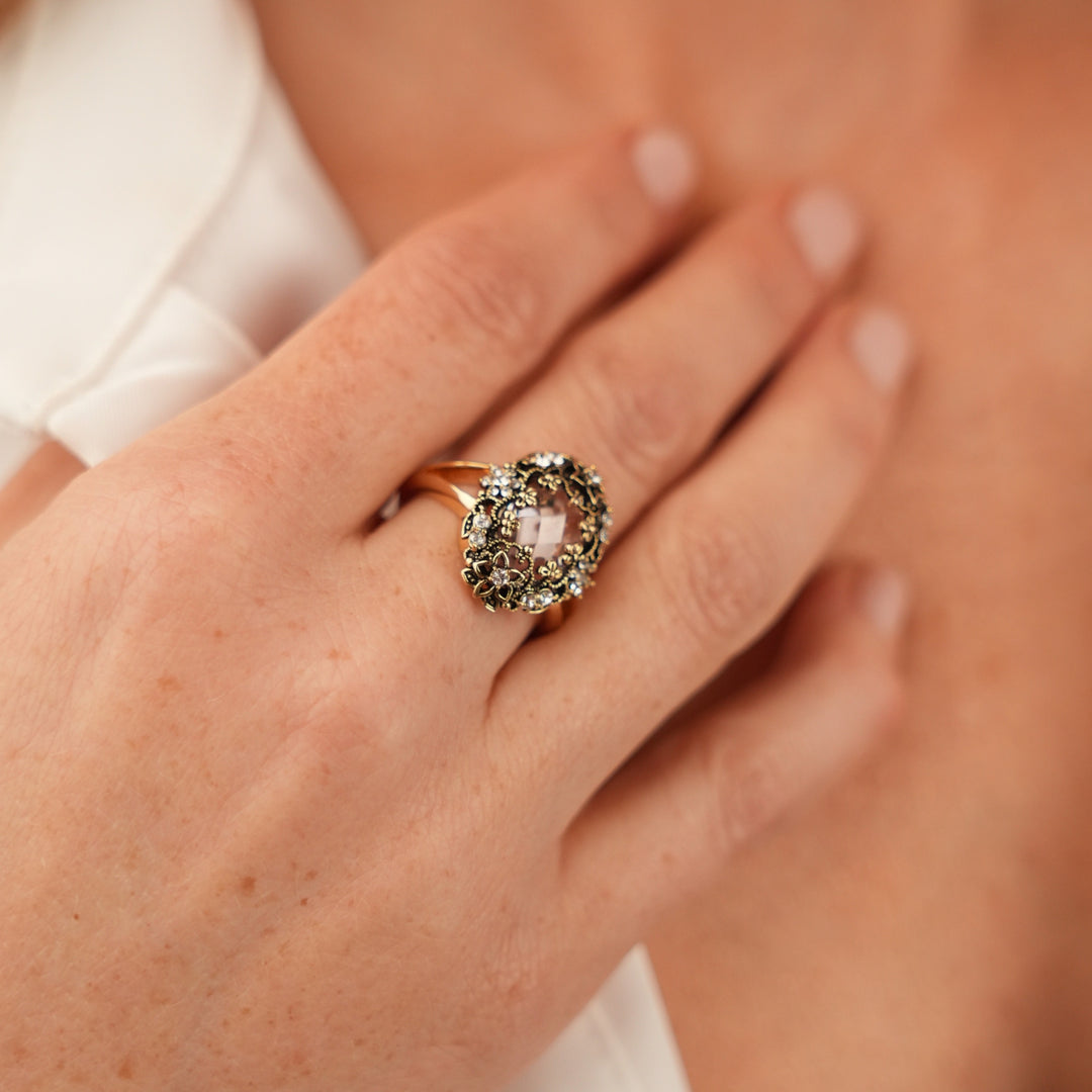 18K Gold Plated Ring with Colorful Zirconia M - Heritage - 4