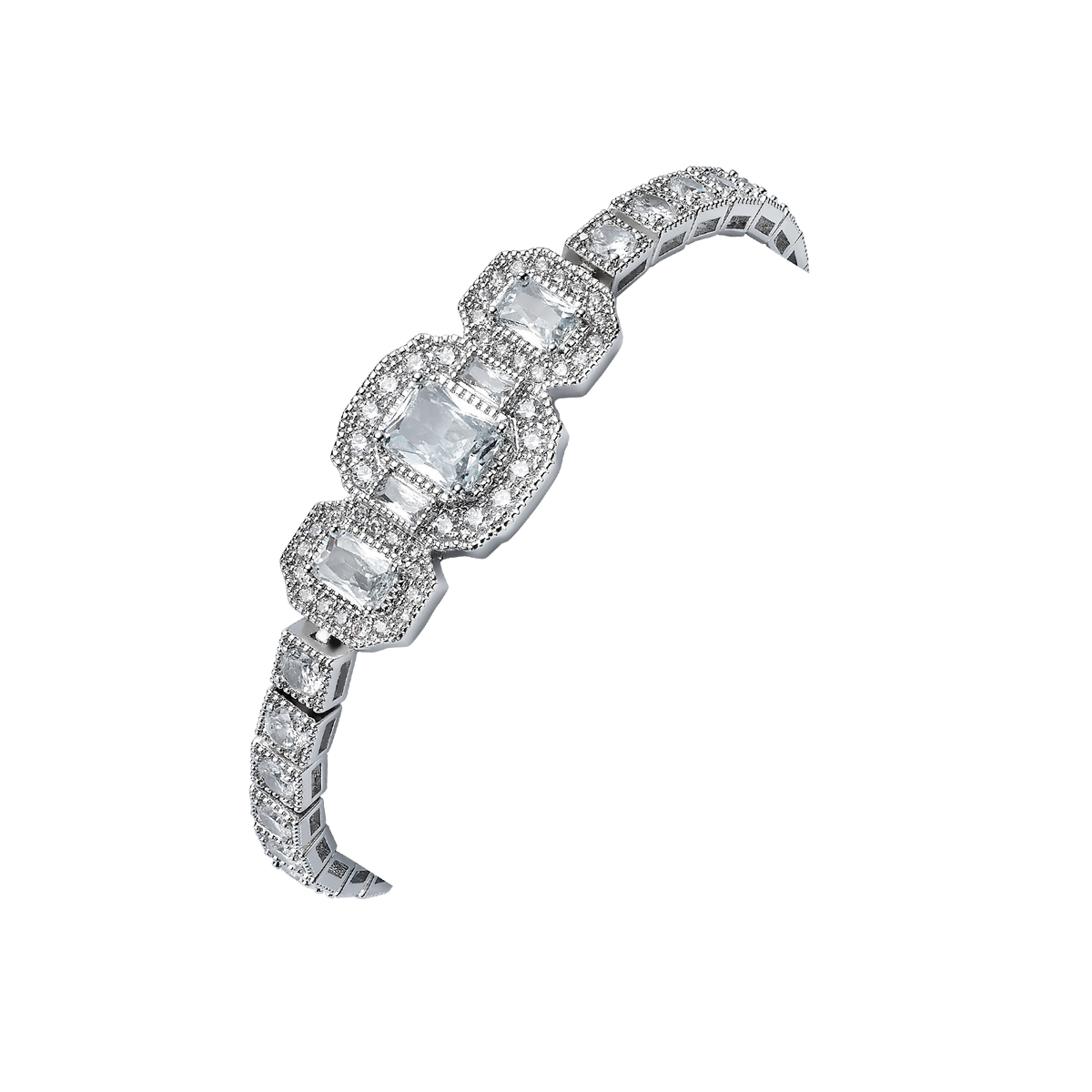 Silver Rhodium Plated Bracelet with Zirconia - Volver - 3