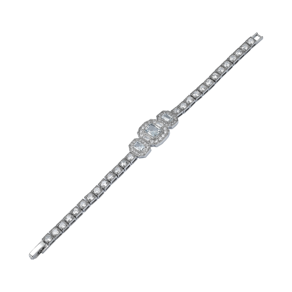 Silver Rhodium Plated Bracelet with Zirconia - Volver - 2