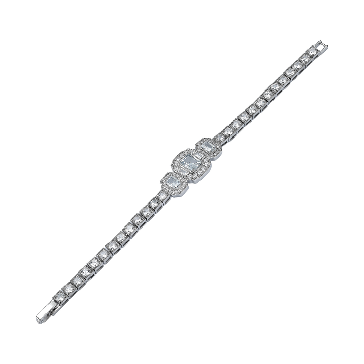 Silver Rhodium Plated Bracelet with Zirconia - Volver - 2