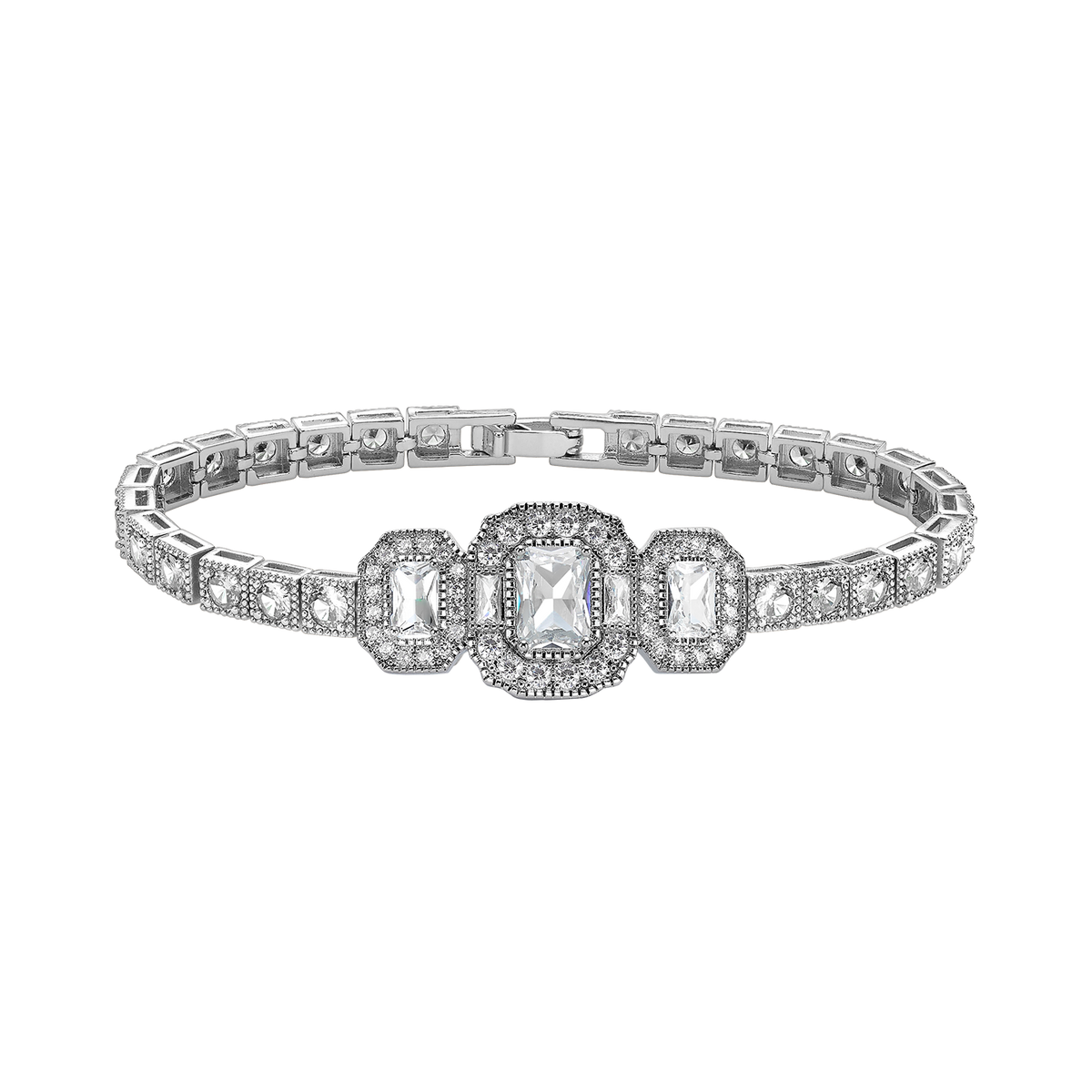 Silver Rhodium Plated Bracelet with Zirconia - Volver
