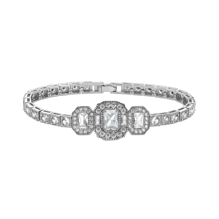 Silver Rhodium Plated Bracelet with Zirconia - Volver
