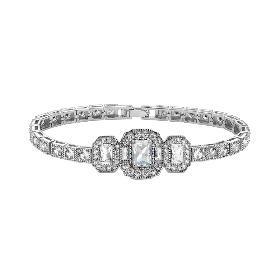 Silver Rhodium Plated Bracelet with Zirconia - Volver