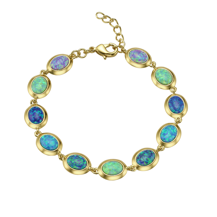 18K\24K gold plated bracelet with assorted synthetic opal stones Mare 