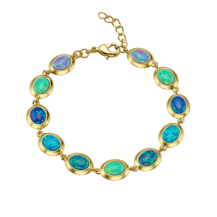 18K/24K Gold Plated Bracelet with Varied Synthetic Opal - Mare