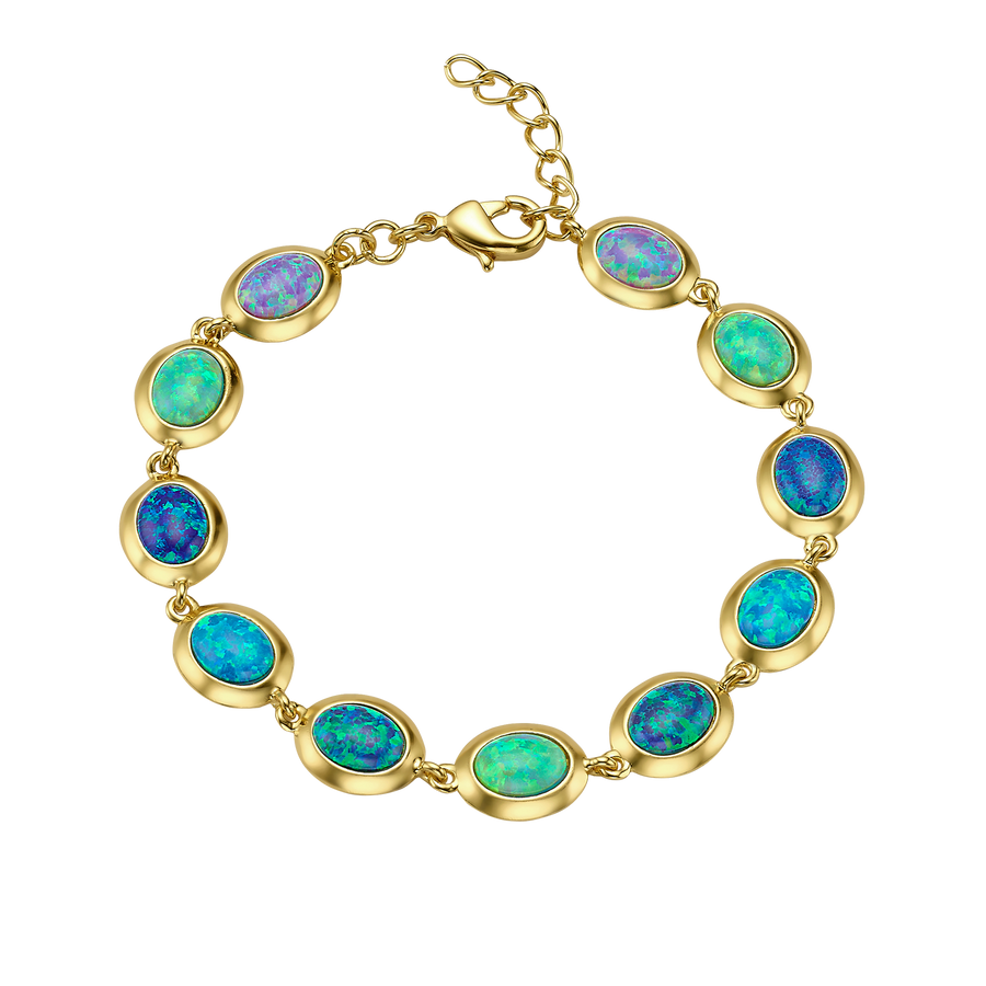 18K/24K Gold Plated Bracelet with Varied Synthetic Opal - Mare