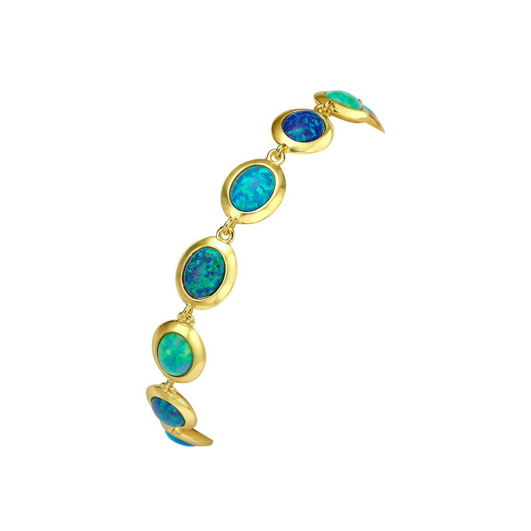18K/24K Gold Plated Bracelet with Varied Synthetic Opal - Mare - 3