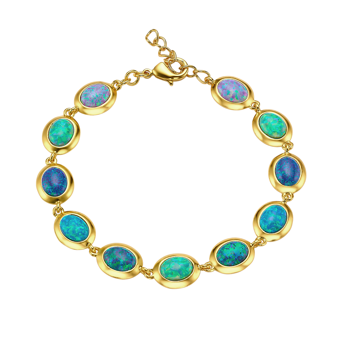 18K/24K Gold Plated Bracelet with Varied Synthetic Opal - Mare - 7
