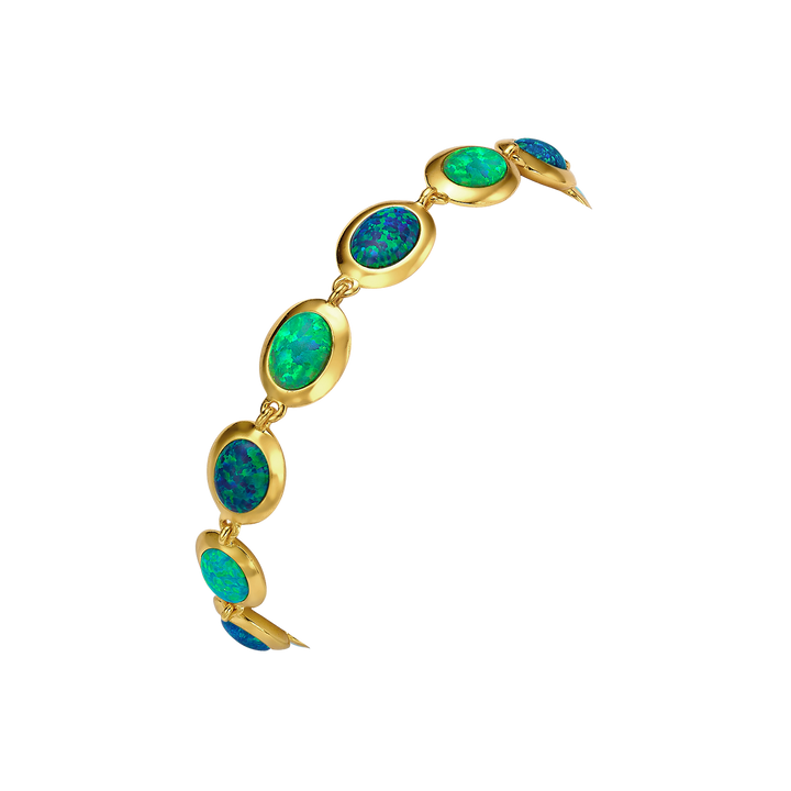 18K/24K Gold Plated Bracelet with Varied Synthetic Opal - Mare - 9