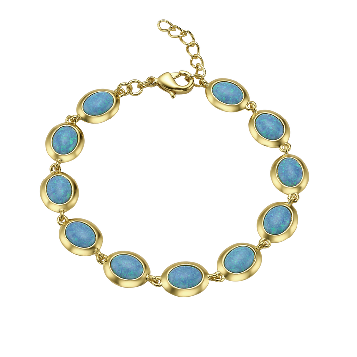 18K\24K gold plated bracelet with synthetic opal stones Mare azure 