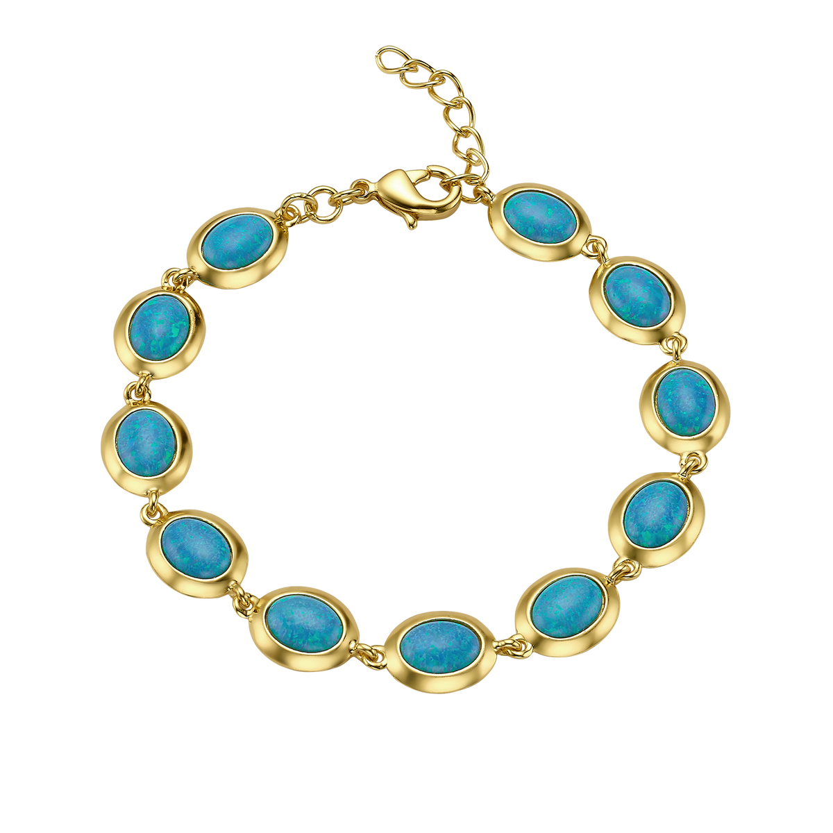18K/24K Gold Plated Bracelet with Sky Blue Synthetic Opal - Mare
