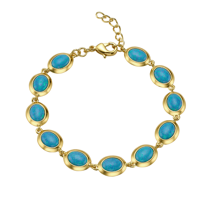 18K/24K Gold Plated Bracelet with Sky Blue Synthetic Opal - Mare