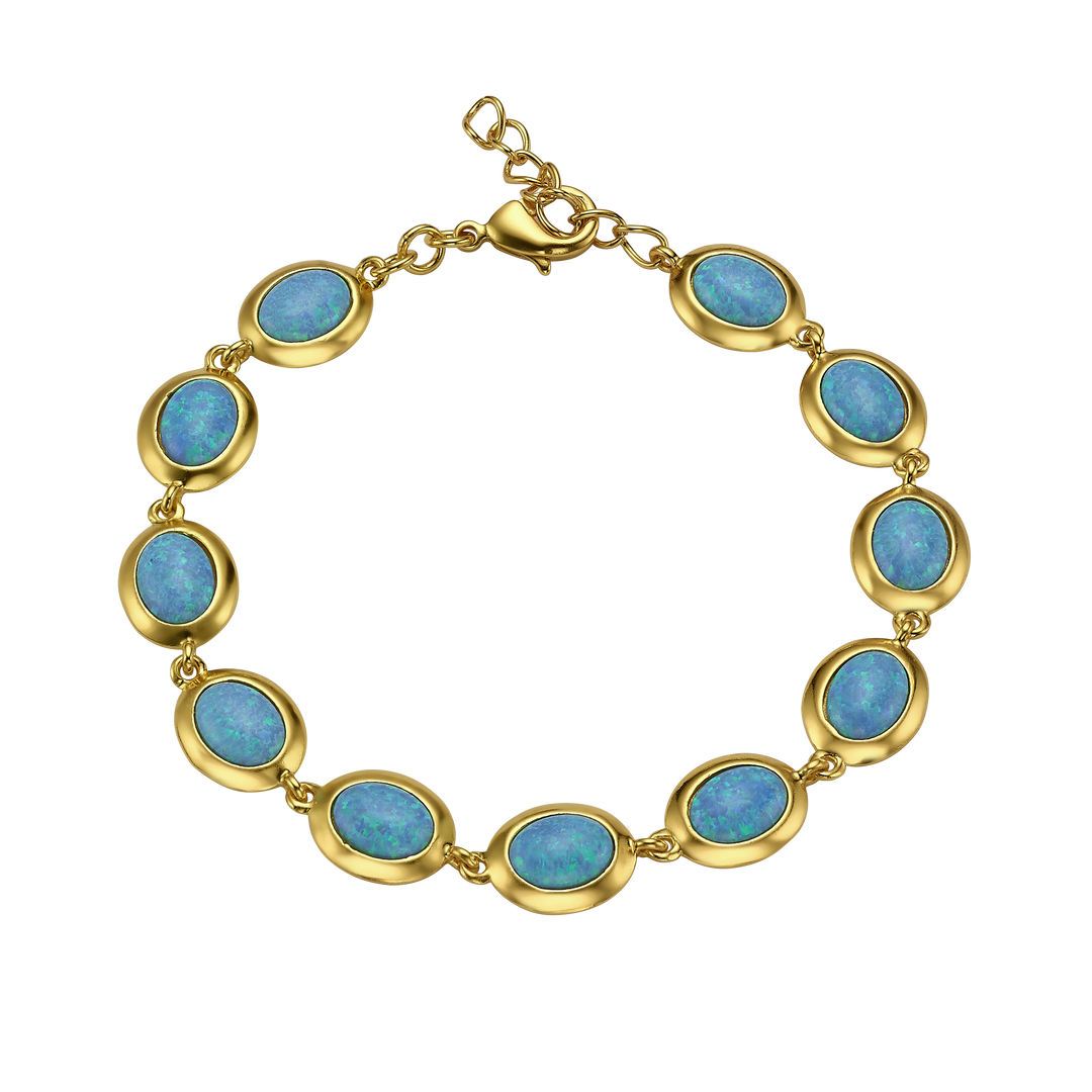 18K\24K gold plated bracelet with synthetic opal stones Mare azure 