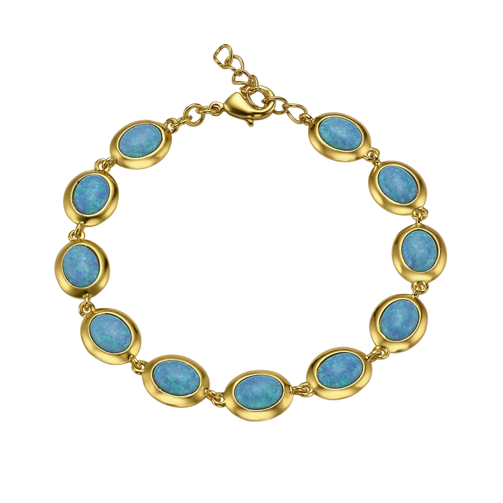 18K\24K gold plated bracelet with synthetic opal stones Mare azure 