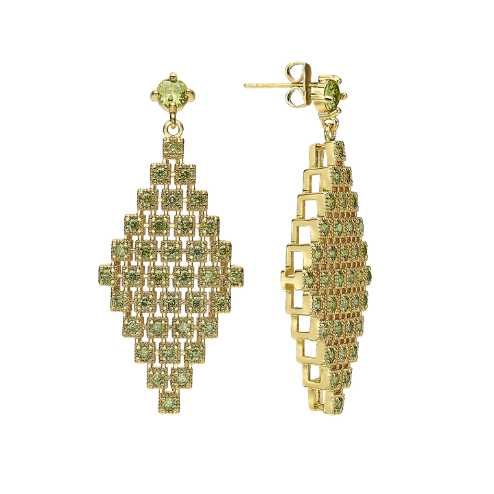 18K Gold Plated Earrings with Peridot Zirconia - Volver