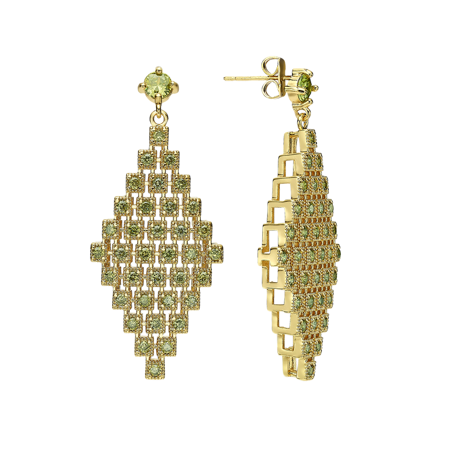 18K Gold Plated Earrings with Peridot Zirconia - Volver