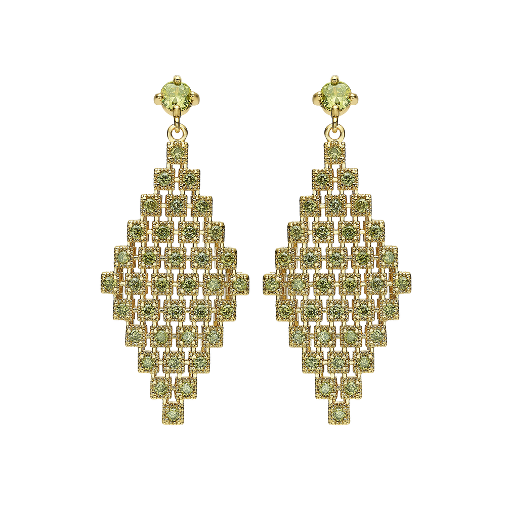 18K Gold Plated Earrings with Peridot Zirconia - Volver - 2