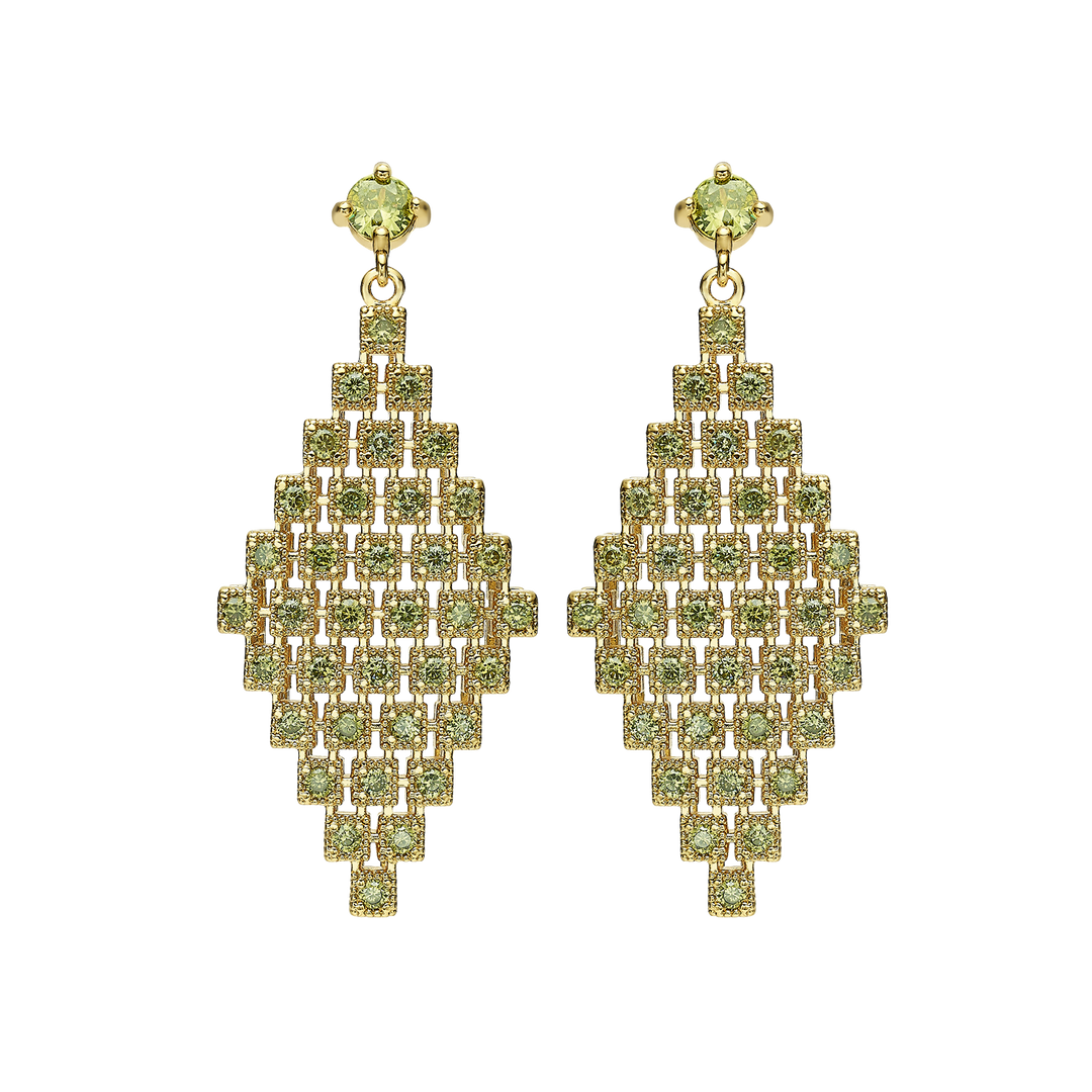 18K Gold Plated Earrings with Peridot Zirconia - Volver - 2