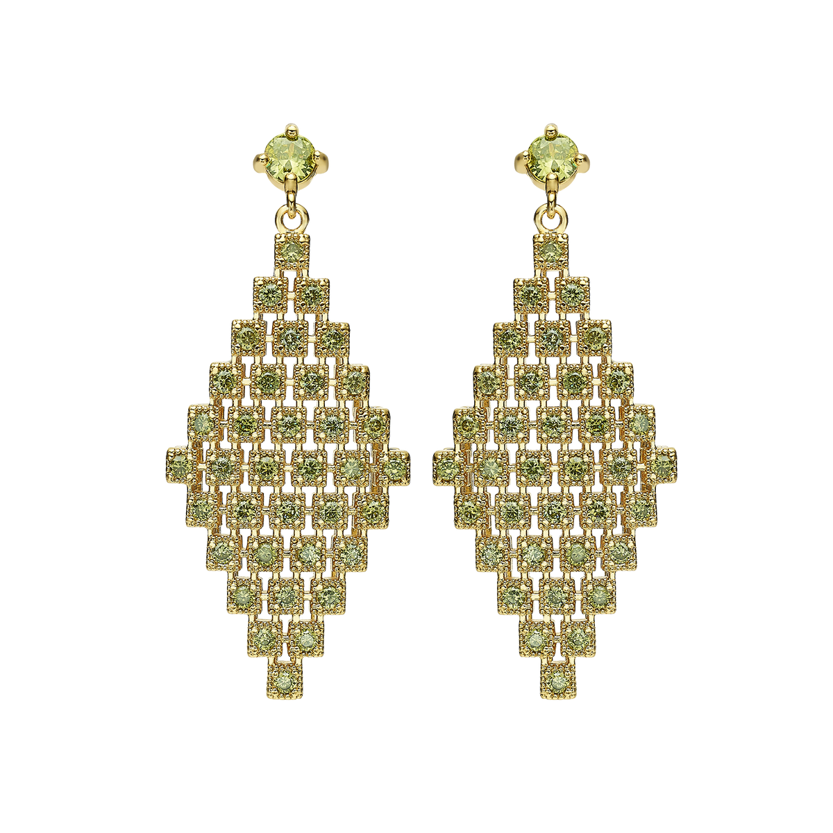 18K Gold Plated Earrings with Peridot Zirconia - Volver - 2