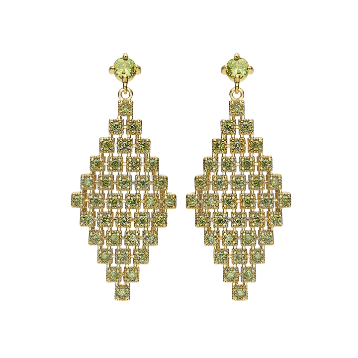 18K Gold Plated Earrings with Peridot Zirconia - Volver - 2