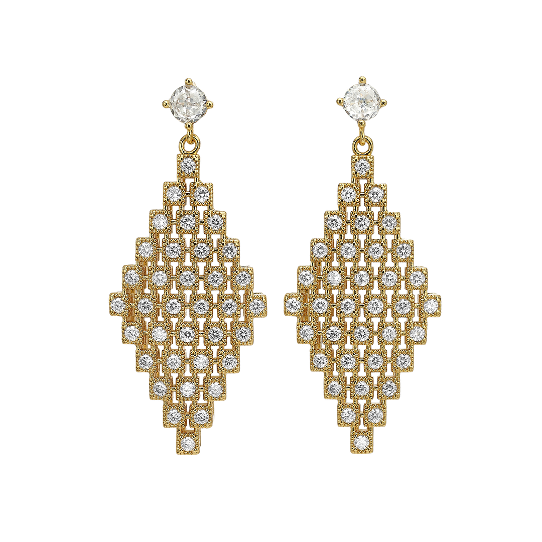 Single 18K Gold Plated Earring with Clear Zirconia - Volver