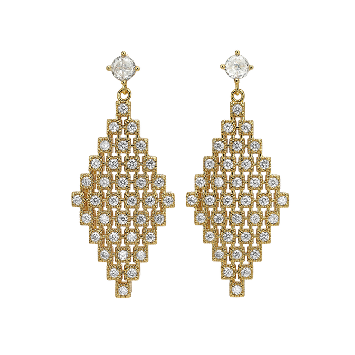 Single 18K Gold Plated Earring with Clear Zirconia - Volver