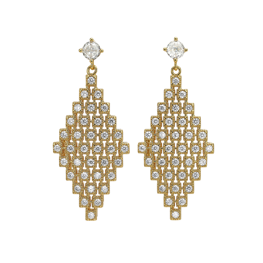 Single 18K Gold Plated Earring with Clear Zirconia - Volver