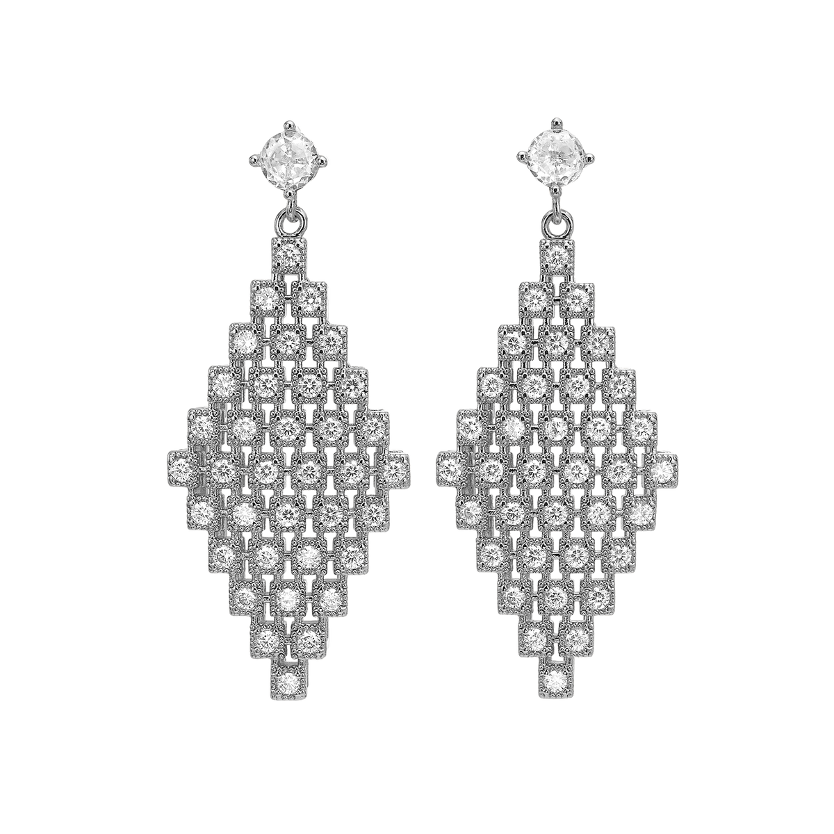 Silver Rhodium Plated Earring with Swarovski Crystals - Volver - 2