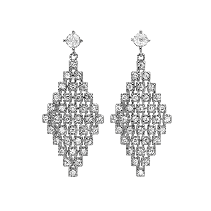 Silver Rhodium Plated Earring with Swarovski Crystals - Volver - 2