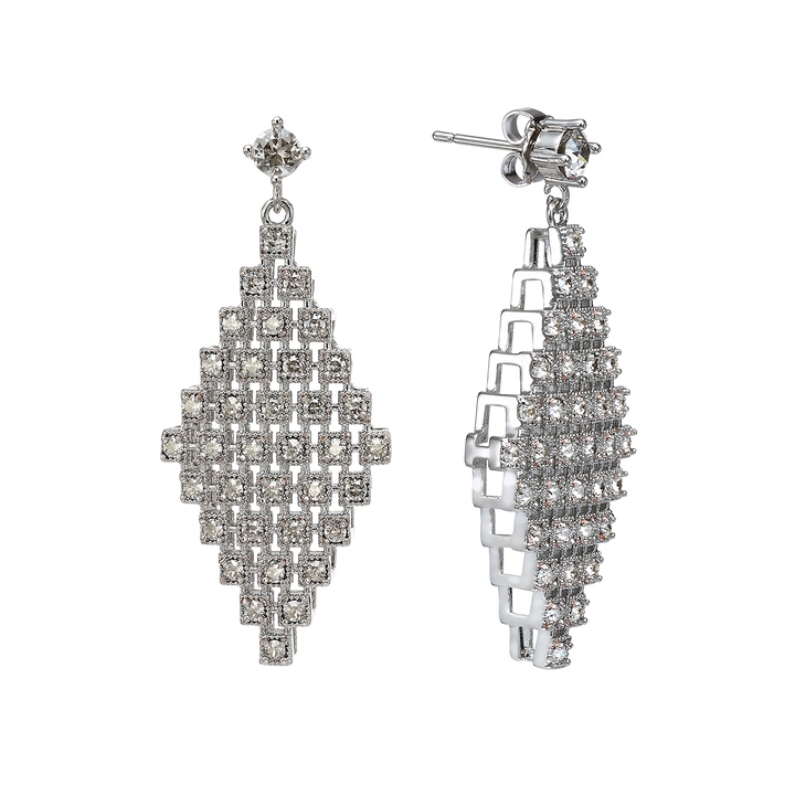 Silver Rhodium Plated Earring with Swarovski Crystals - Volver