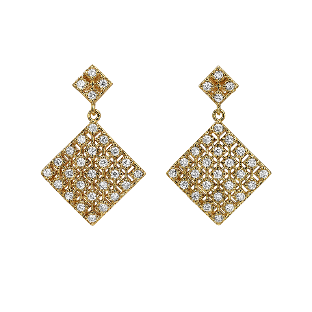 18K Gold Plated Earrings with Clear Zirconia - Volver
