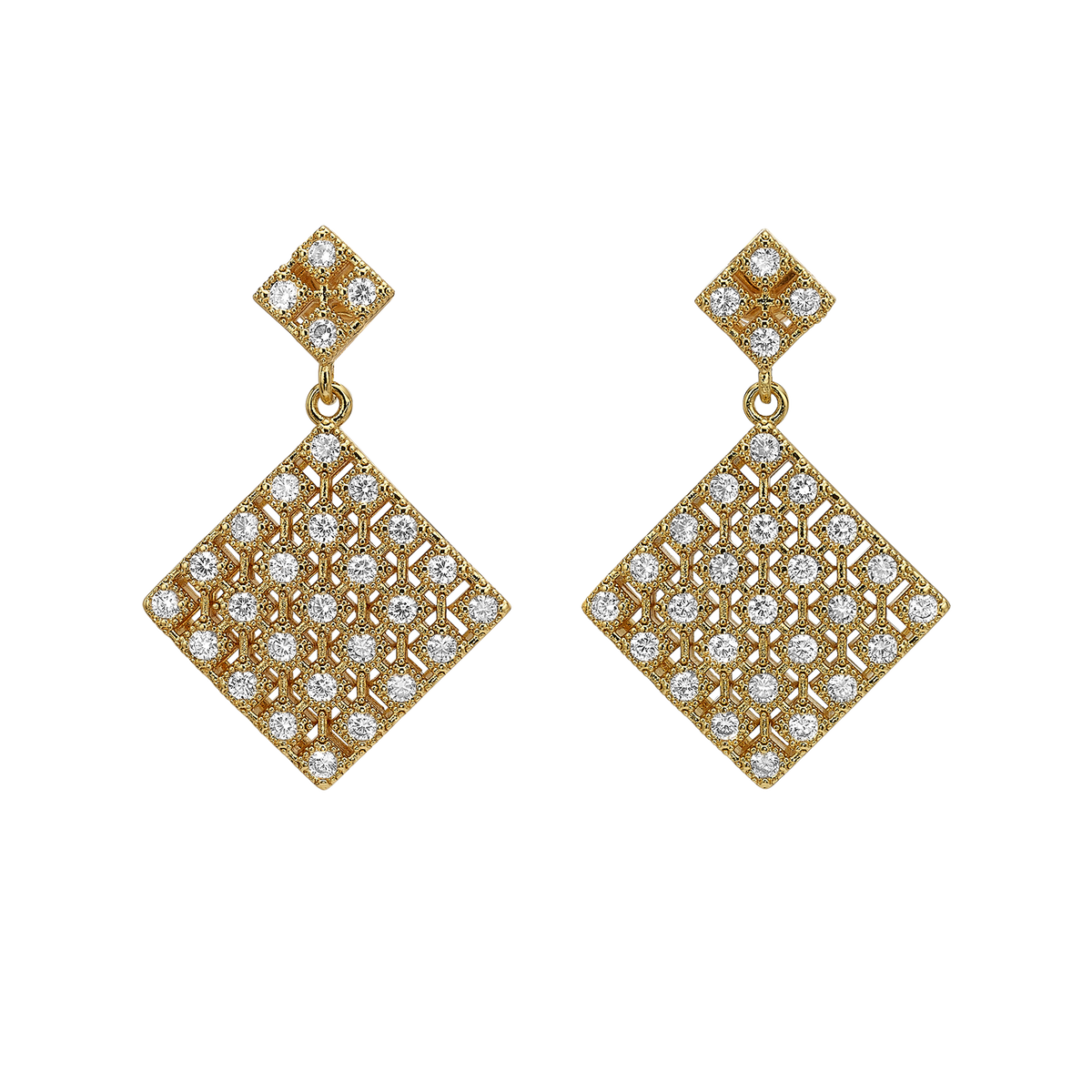 18K Gold Plated Earrings with Clear Zirconia - Volver