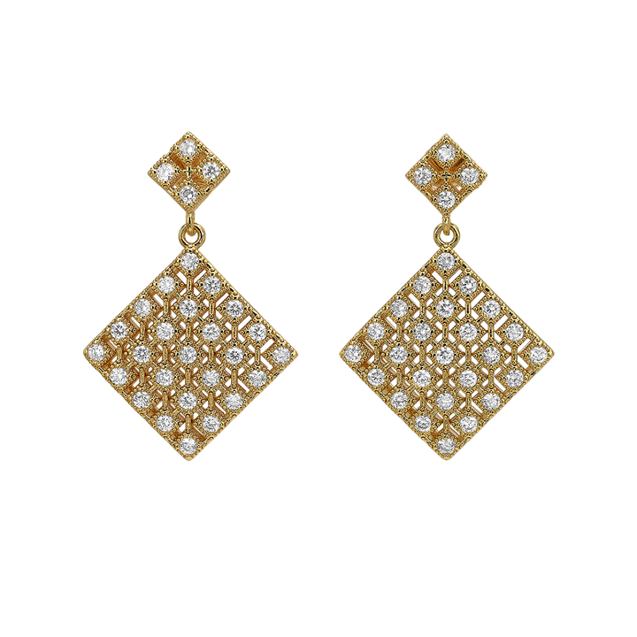 18K Gold Plated Earrings with Clear Zirconia - Volver