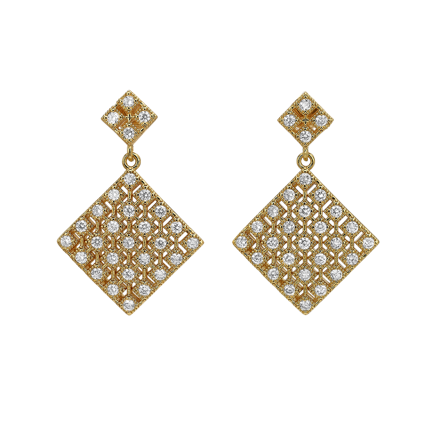 18K Gold Plated Earrings with Clear Zirconia - Volver