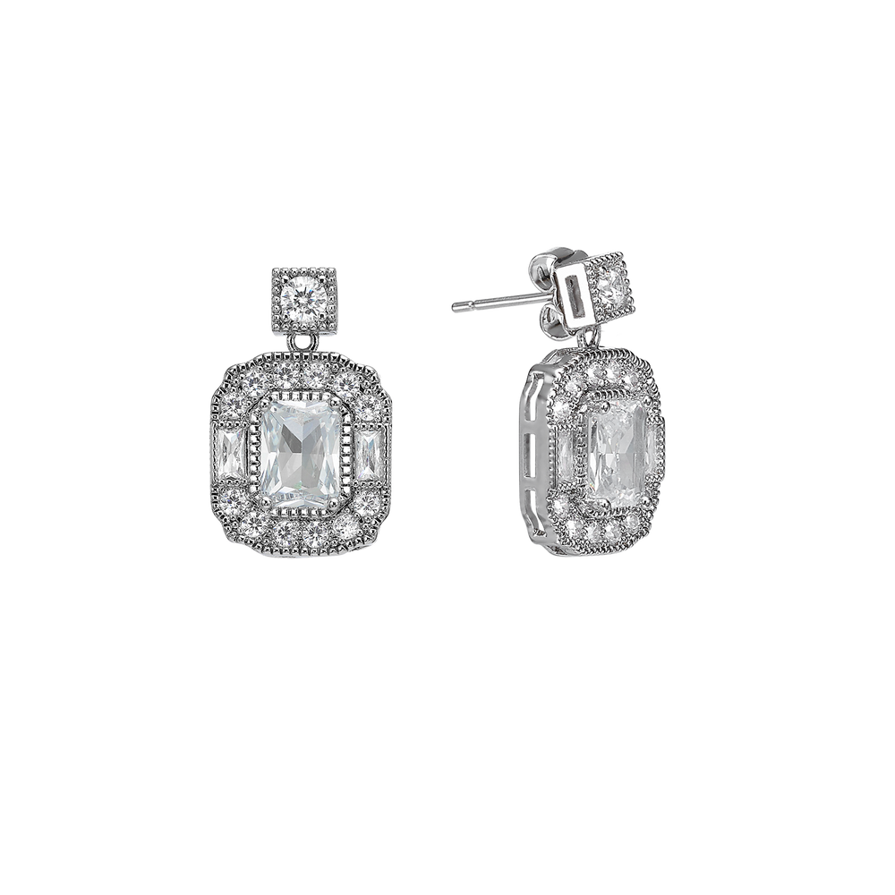 Rhodium Plated Earrings with Zirconia - Volver - 2