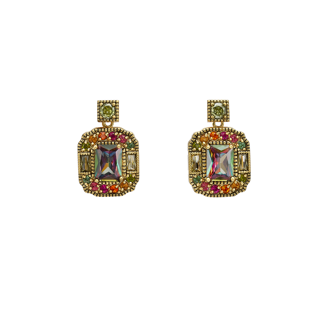 18K Vintage Gold Plated Earrings with Zirconia - Volver