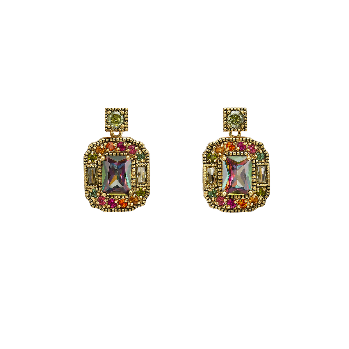 18K Vintage Gold Plated Earrings with Zirconia - Volver