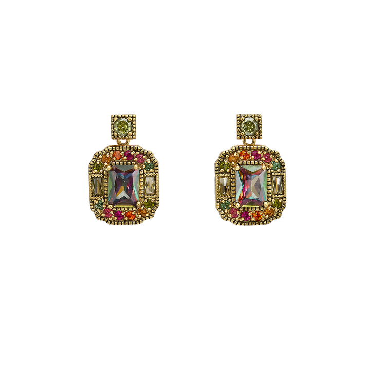 18K Vintage Gold Plated Earrings with Zirconia - Volver