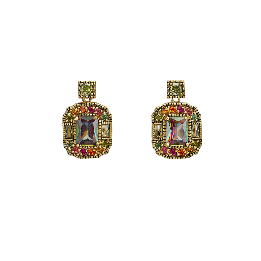 18K Vintage Gold Plated Earrings with Zirconia - Volver