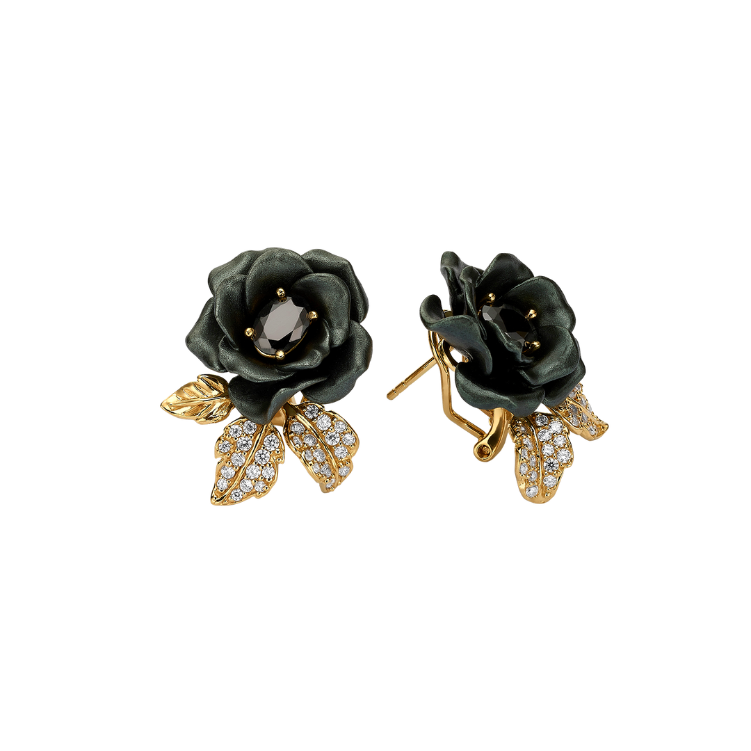 18K Gold Plated Earring with Nano Spinel &amp; Enamel Finish - Monarchy - 4