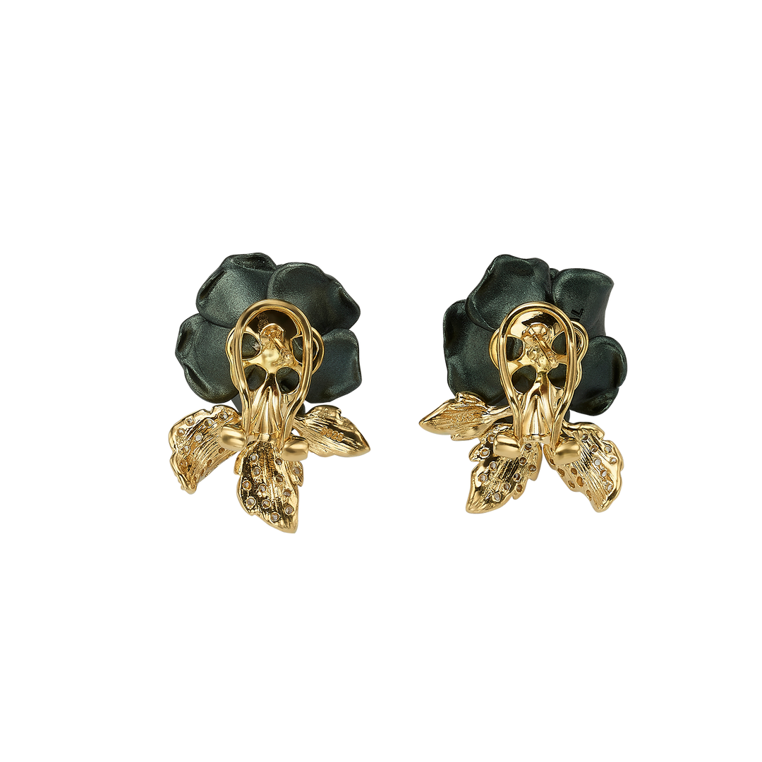 18K gold-plated earring with nano-stellar spinel in a Monarchy enamel finish 